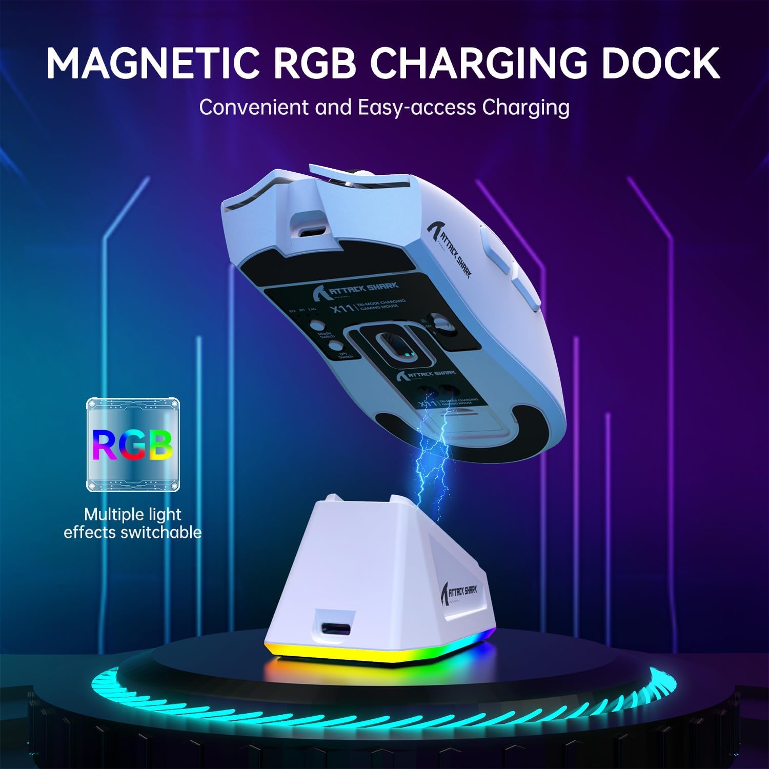 Attack Shark Wireless Gaming Mouse PAW3311 X11 Lightweight with RGB Charging Dock Attack Shark Wireless Gaming Mouse PAW3311 X11 Lightweight with RGB Charging Dock